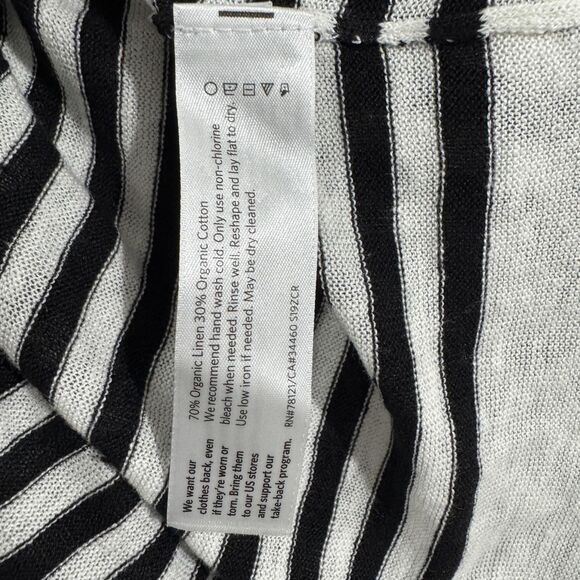Eileen Fisher Sweater Women's Small Black White Stripe Linen Cotton Boxy Top - Picture 7 of 7